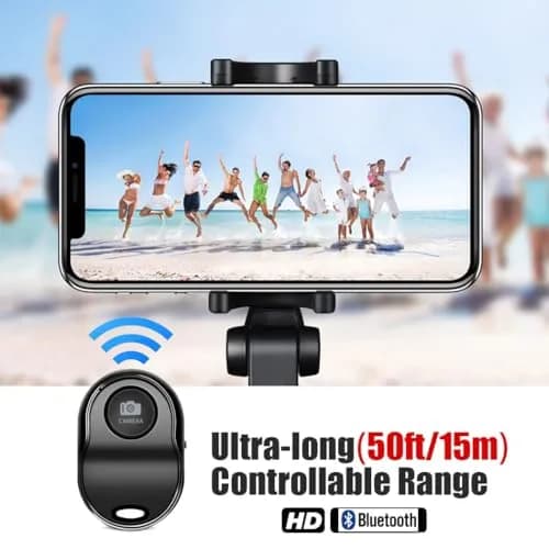 [ASHUTB] Bluetooth 5.0 Remote Shutter for iPhone & Android Camera | Wireless Selfie Button, 50 ft Range, Half-Year Battery (Black) thumbnail 5