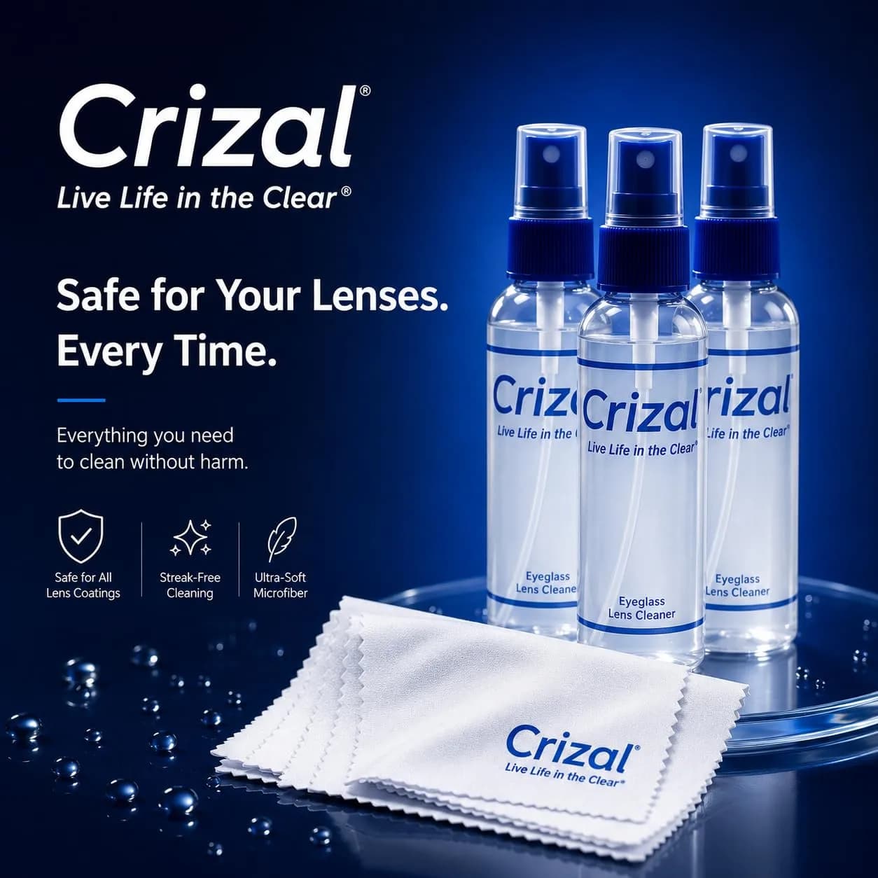 Crizal Eyeglass Cleaning Cloths 8 Pack | Designed & Tested for AR-Coated Lenses - view 3