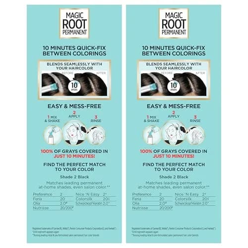 L'Oreal Paris Magic Root Permanent Hair Color Kit 2 Black, 10-Minute Gray Coverage (Pack of 2) thumbnail 4