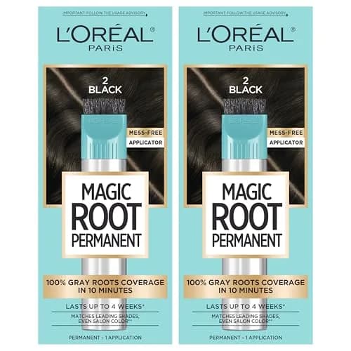 L'Oreal Paris Magic Root Permanent Hair Color Kit 4 Dark Brown 1 Count | 10-Minute Gray Coverage — 2 Black