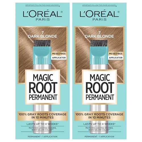 L'Oreal Paris Magic Root Permanent Hair Color Kit, 7 Dark Blonde, Pack of 2 for 10-Minute Gray Coverage thumbnail 1