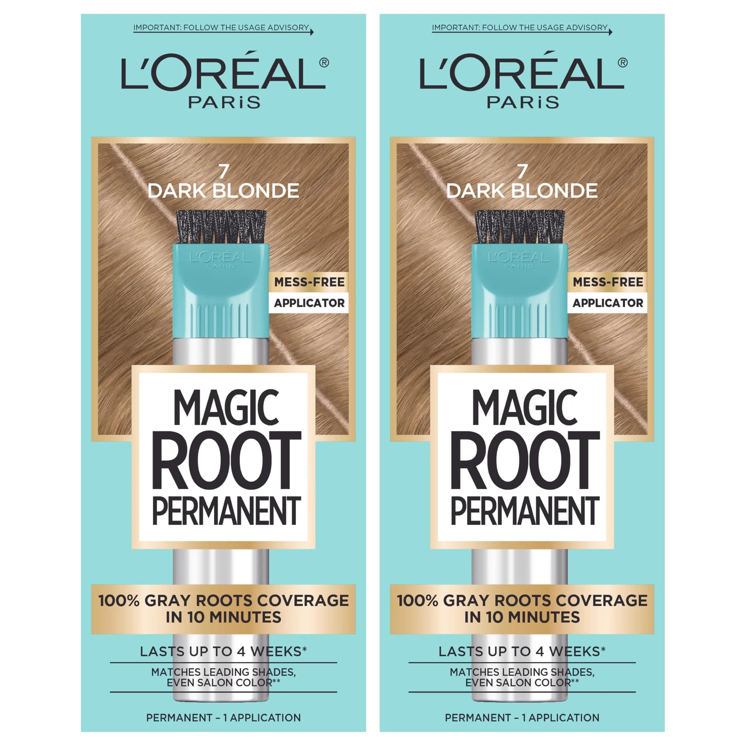 L'Oreal Paris Magic Root Permanent Hair Color Kit, 7 Dark Blonde, Pack of 2 for 10-Minute Gray Coverage - main product image