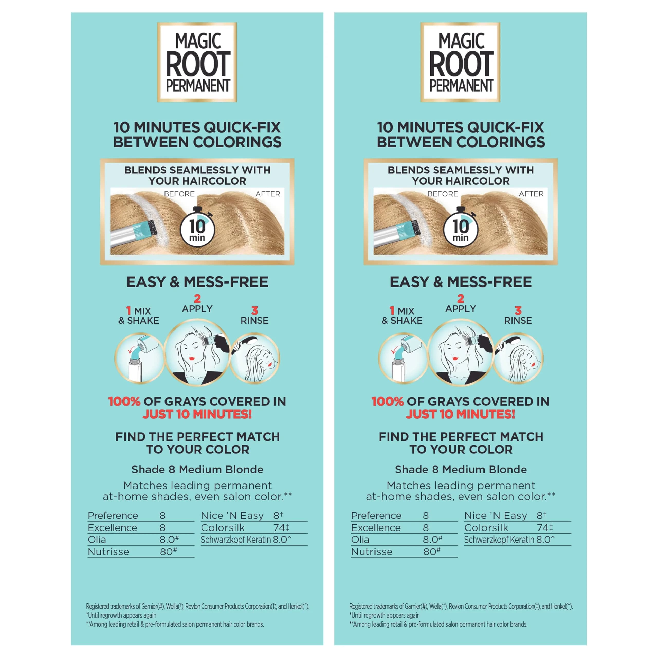 L'Oreal Paris Magic Root Hair Color Kit - 8 Medium Blonde, Pack of 2 | 10-Minute Gray Coverage - view 4