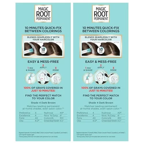 L'Oreal Paris Magic Root 4 Dark Brown Permanent Hair Color Kit - Pack of 2 for 10-Minute Gray Coverage thumbnail 4