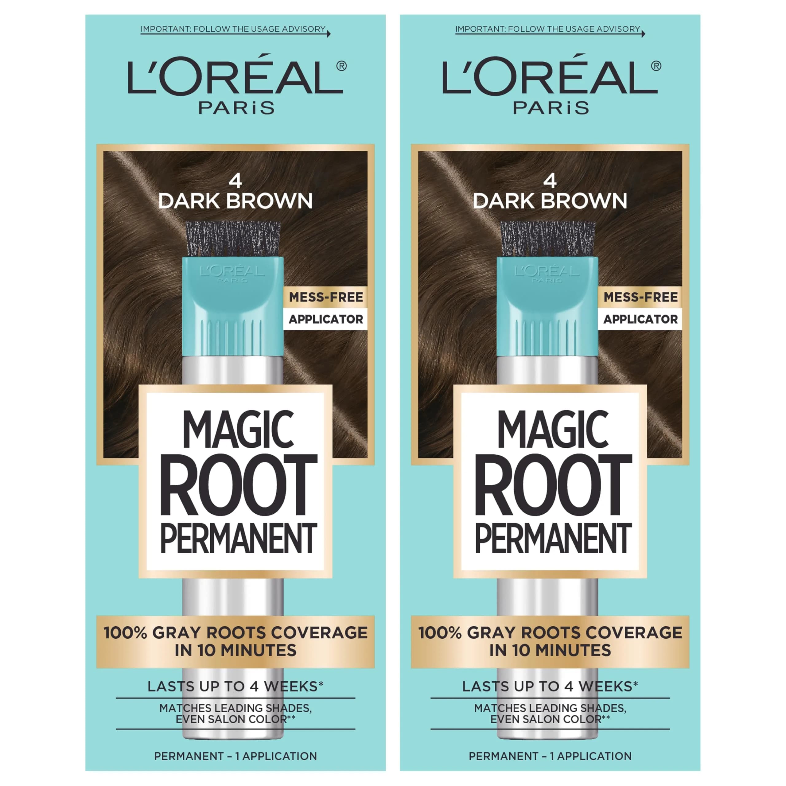 L'Oreal Paris Magic Root 4 Dark Brown Permanent Hair Color Kit - Pack of 2 for 10-Minute Gray Coverage - main product image