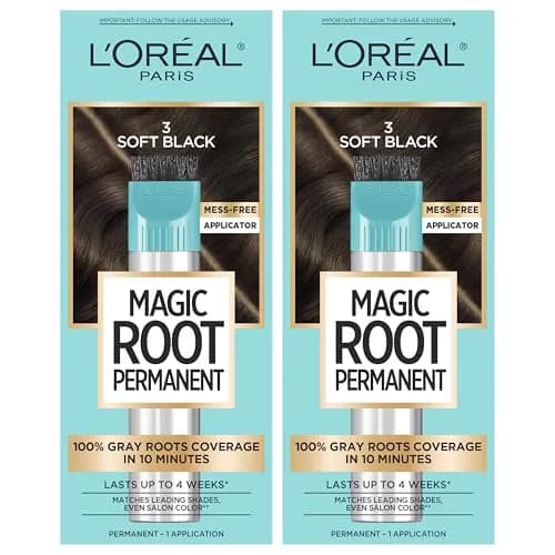 L'Oreal Paris Magic Root Permanent Hair Color Kit 3 Soft Black, Pack of 2 | 10-Minute Gray Coverage thumbnail 1