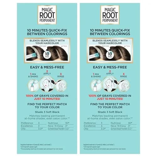 L'Oreal Paris Magic Root Permanent Hair Color Kit 3 Soft Black, Pack of 2 | 10-Minute Gray Coverage thumbnail 4