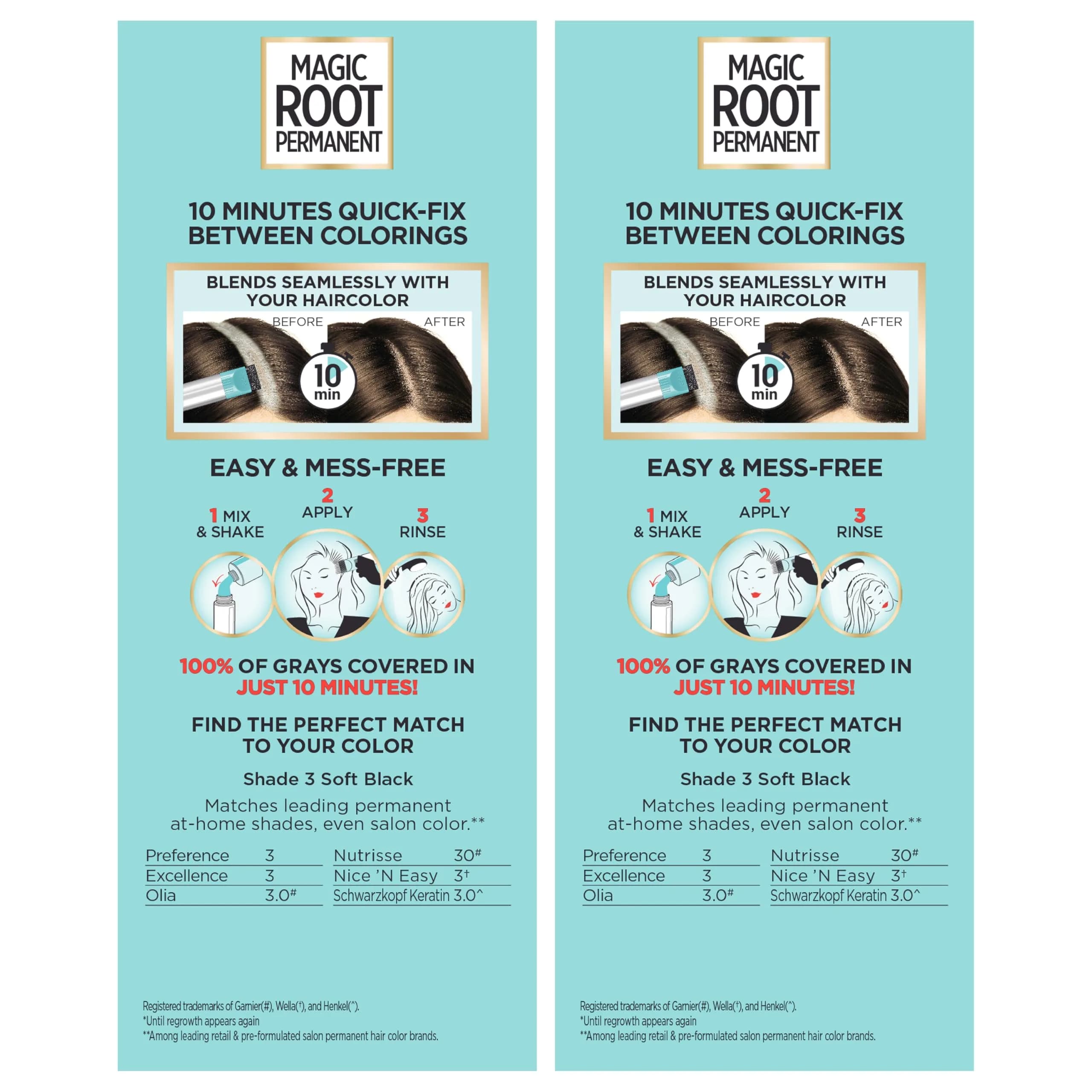 L'Oreal Paris Magic Root Permanent Hair Color Kit 3 Soft Black, Pack of 2 | 10-Minute Gray Coverage - view 4