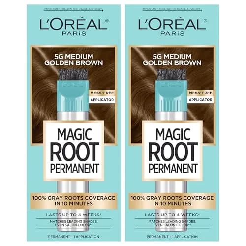 L'Oreal Paris Magic Root Permanent Hair Color Kit 5G Medium Golden Brown - 2 Count Pack for Instant Gray Coverage thumbnail 1