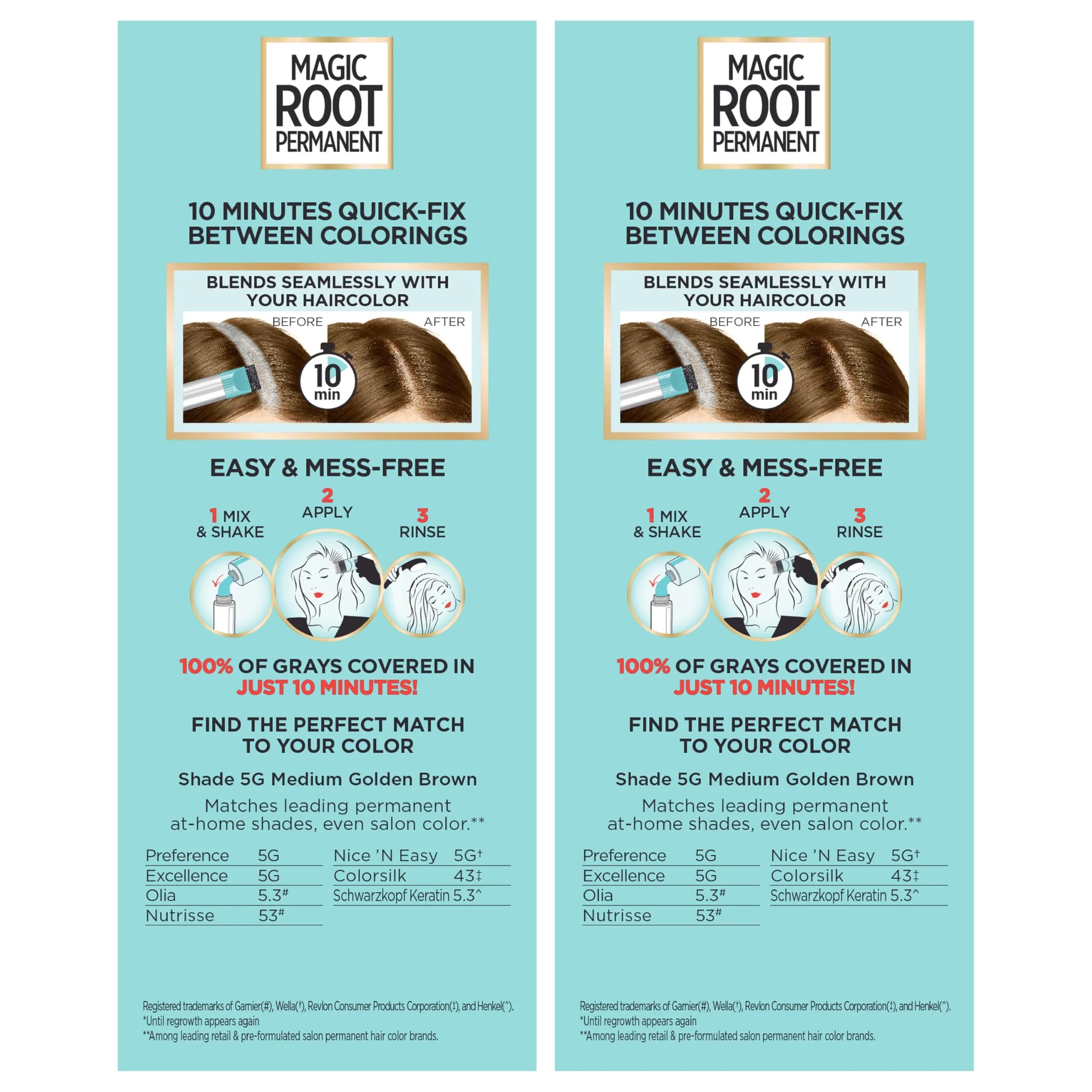 L'Oreal Paris Magic Root Permanent Hair Color Kit 5G Medium Golden Brown - 2 Count Pack for Instant Gray Coverage - view 4