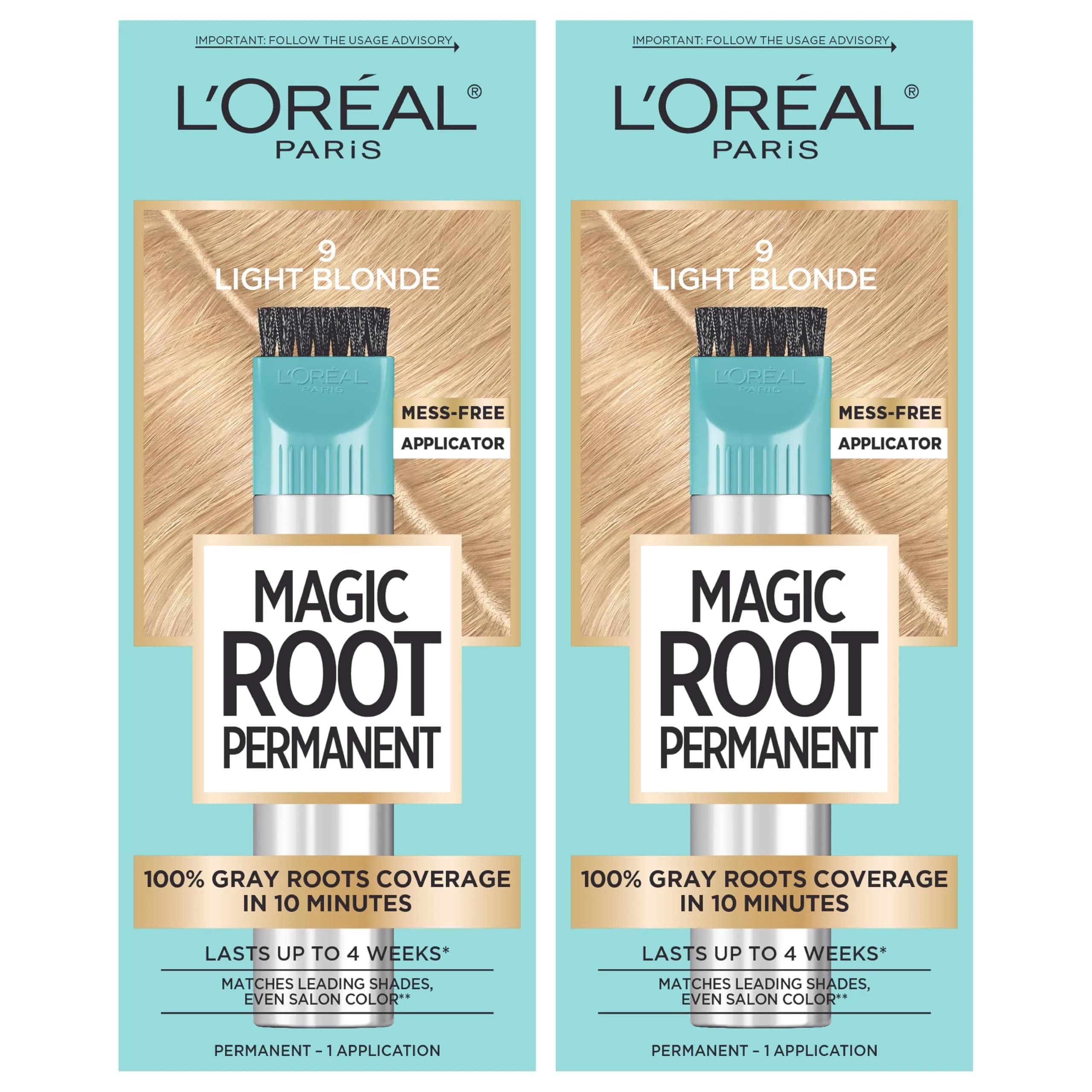L'Oreal Paris Magic Root Permanent Hair Color Kit 9 Light Blonde - Pack of 2 for 10-Minute Gray Coverage - main product image