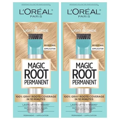 L'Oreal Paris Magic Root Permanent Hair Color Kit 9 Light Blonde - Pack of 2 for 10-Minute Gray Coverage thumbnail 1