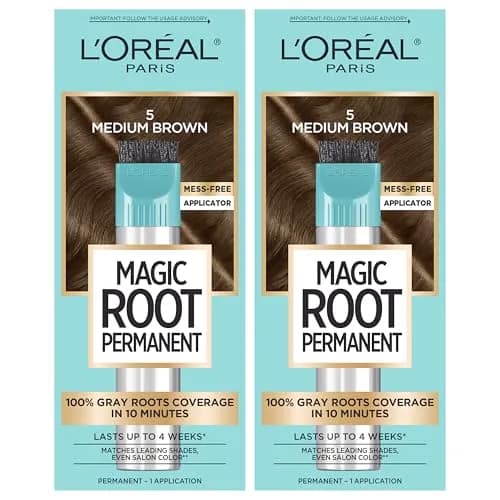 L'Oreal Paris Magic Root Permanent Hair Color Kit 5 Medium Brown - 2 Count Pack for 10-Minute Gray Coverage thumbnail 1