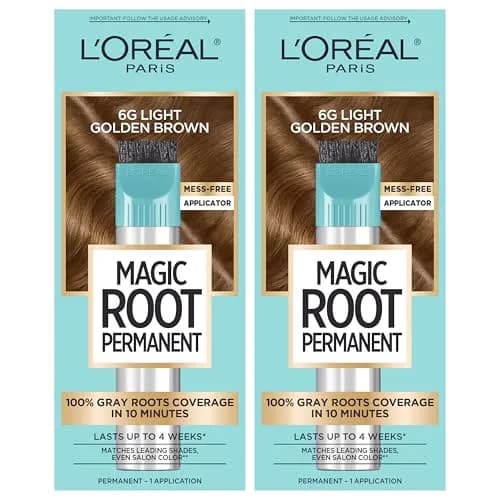 L'Oreal Paris Magic Root Permanent Hair Color Kit 6G Light Golden Brown, 2 Count Pack | 10-Minute Gray Coverage thumbnail 1