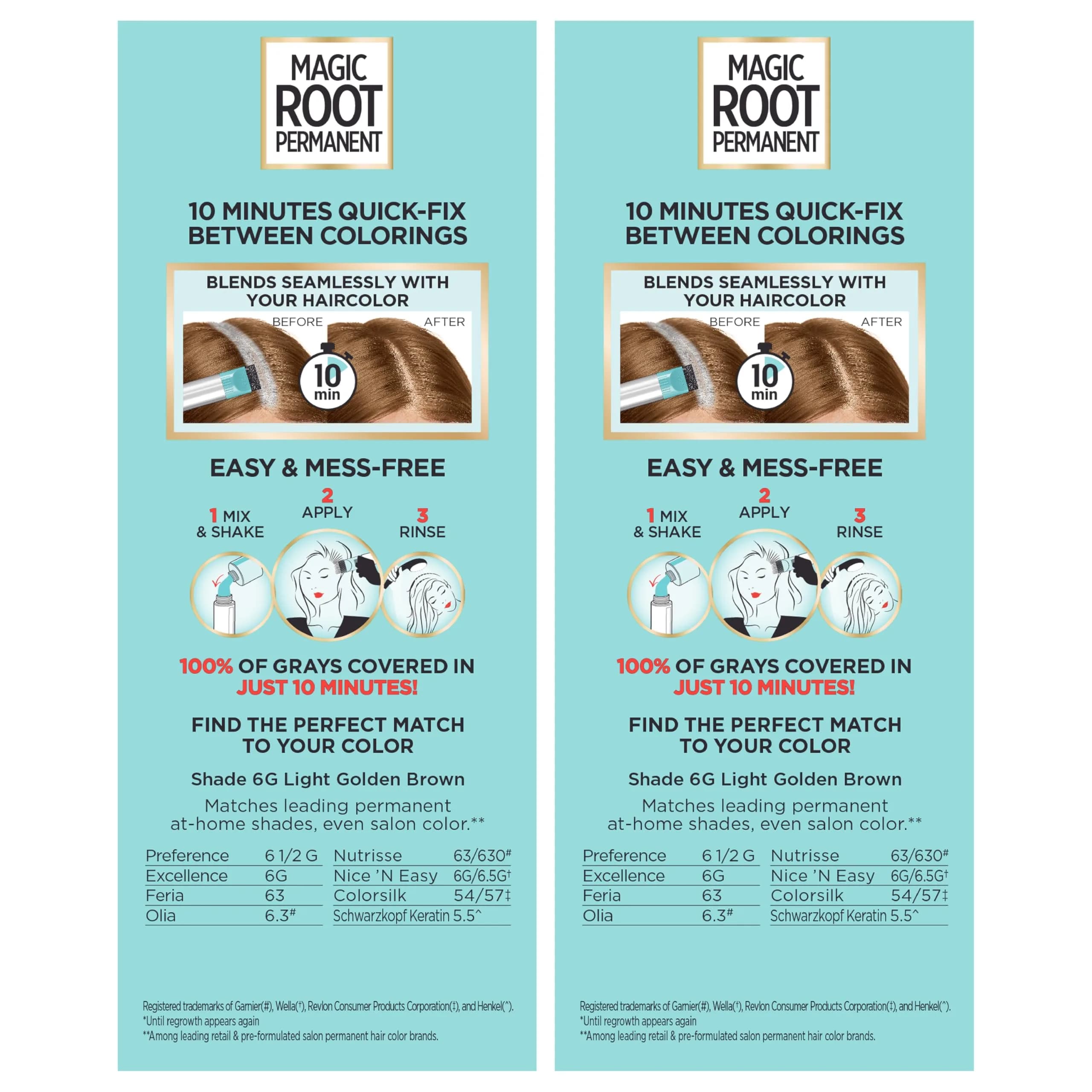 L'Oreal Paris Magic Root Permanent Hair Color Kit 6G Light Golden Brown, 2 Count Pack | 10-Minute Gray Coverage - view 2