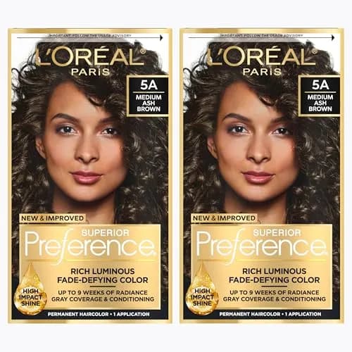 L'Oreal Paris Superior Preference Permanent Hair Color 5A Medium Ash Brown | Fade-Defying Radiance & Gray Coverage thumbnail 1