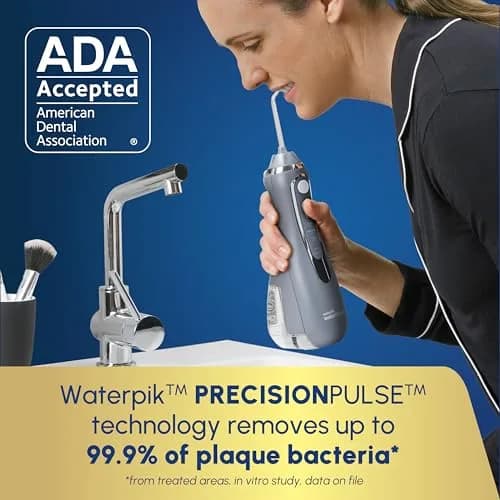 Waterpik Cordless Advanced Portable Water Flosser Gray 203ml (7 Fl Oz) | ADA Accepted Oral Irrigator thumbnail 3
