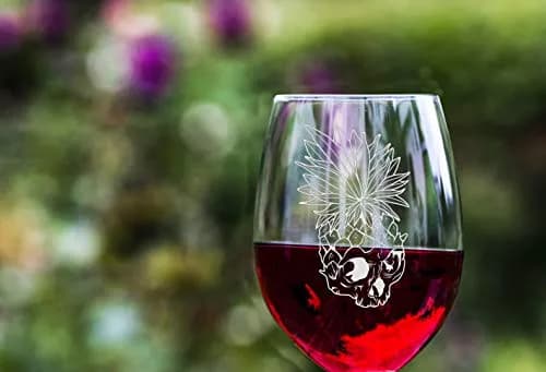 Hat Shark Tropical Summer Pineapple Skull Leaf Fire Eyes Punk Fruit Design Laser Engraved Stemless Wine Glass 624ml (21 Ounces) | Dishwasher Safe thumbnail 5