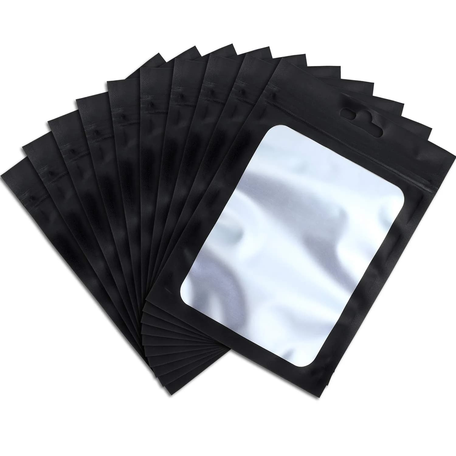Boao 100 Pcs Resealable Foil Food Storage Bags 3.1 x 5.1 Inch | Reusable, Leak-Resistant, Food Safe — Black