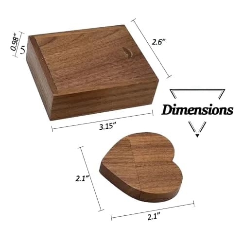 FEWINA 32GB Walnut Wood Heart USB 3.0 Flash Drive with Gift Box | High-Speed Data Storage thumbnail 7
