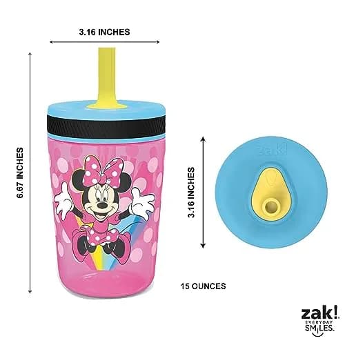 Zak Designs Disney Kelso Tumbler 15 oz Set Minnie Mouse Leak-Proof Kids Drinkware thumbnail 8