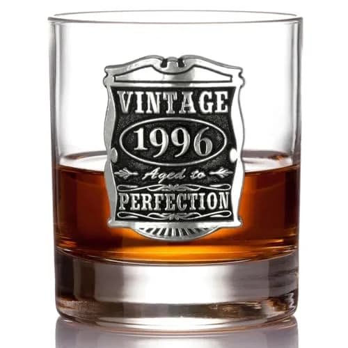 English Pewter Company Vintage Years 1996 30th Birthday Old Fashioned Whisky Rocks Glass 11oz | Unique Gift for Men thumbnail 1