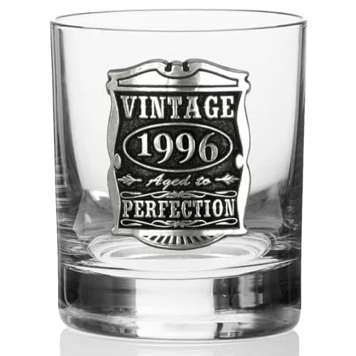English Pewter Company Vintage Years 1996 30th Birthday Old Fashioned Whisky Rocks Glass 11oz | Unique Gift for Men thumbnail 4