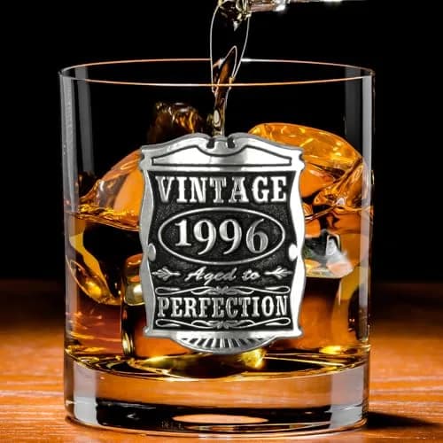English Pewter Company Vintage Years 1996 30th Birthday Old Fashioned Whisky Rocks Glass 11oz | Unique Gift for Men thumbnail 2
