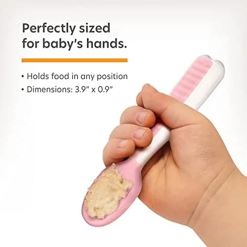 NumNum GOOtensils Baby Spoons 6-18 Months, 2-Pack Frosty Lilac/Rose | Pre-Spoon for Self-Feeding thumbnail 9