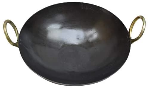MARSHAL 11 Inch (28 cm) Pure Iron Loha Kadhai Deep Frying Pan | Authentic Indian Cookware thumbnail 6