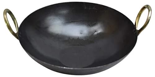MARSHAL 11 Inch (28 cm) Pure Iron Loha Kadhai Deep Frying Pan | Authentic Indian Cookware thumbnail 2