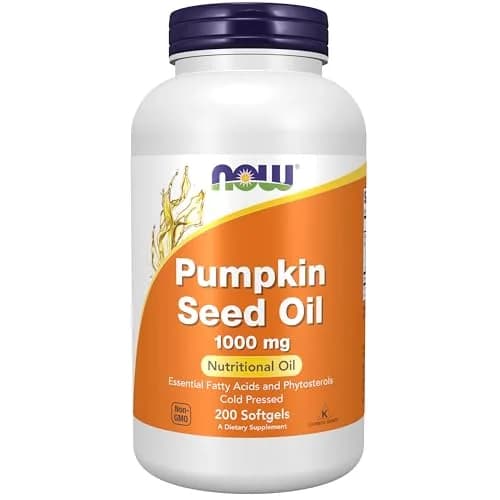NOW Foods Pumpkin Seed Oil 1000 mg Softgels | Cold Pressed EFAs & Phytosterols, 200 Count thumbnail 1