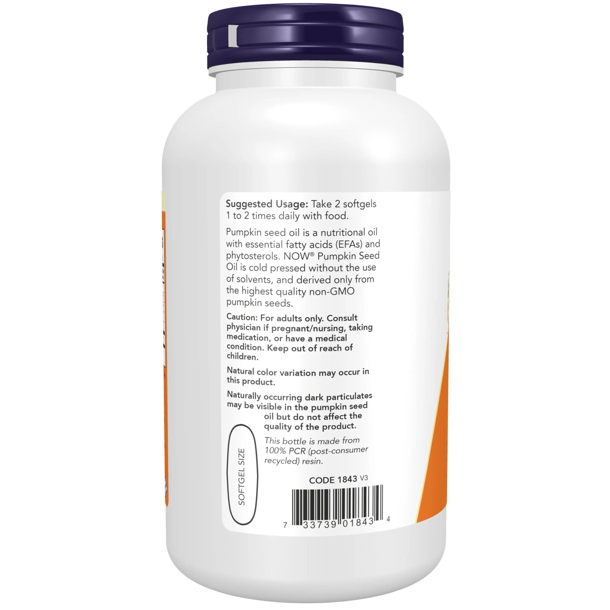 NOW Foods Pumpkin Seed Oil 1000 mg Softgels | Cold Pressed EFAs & Phytosterols, 200 Count - view 3