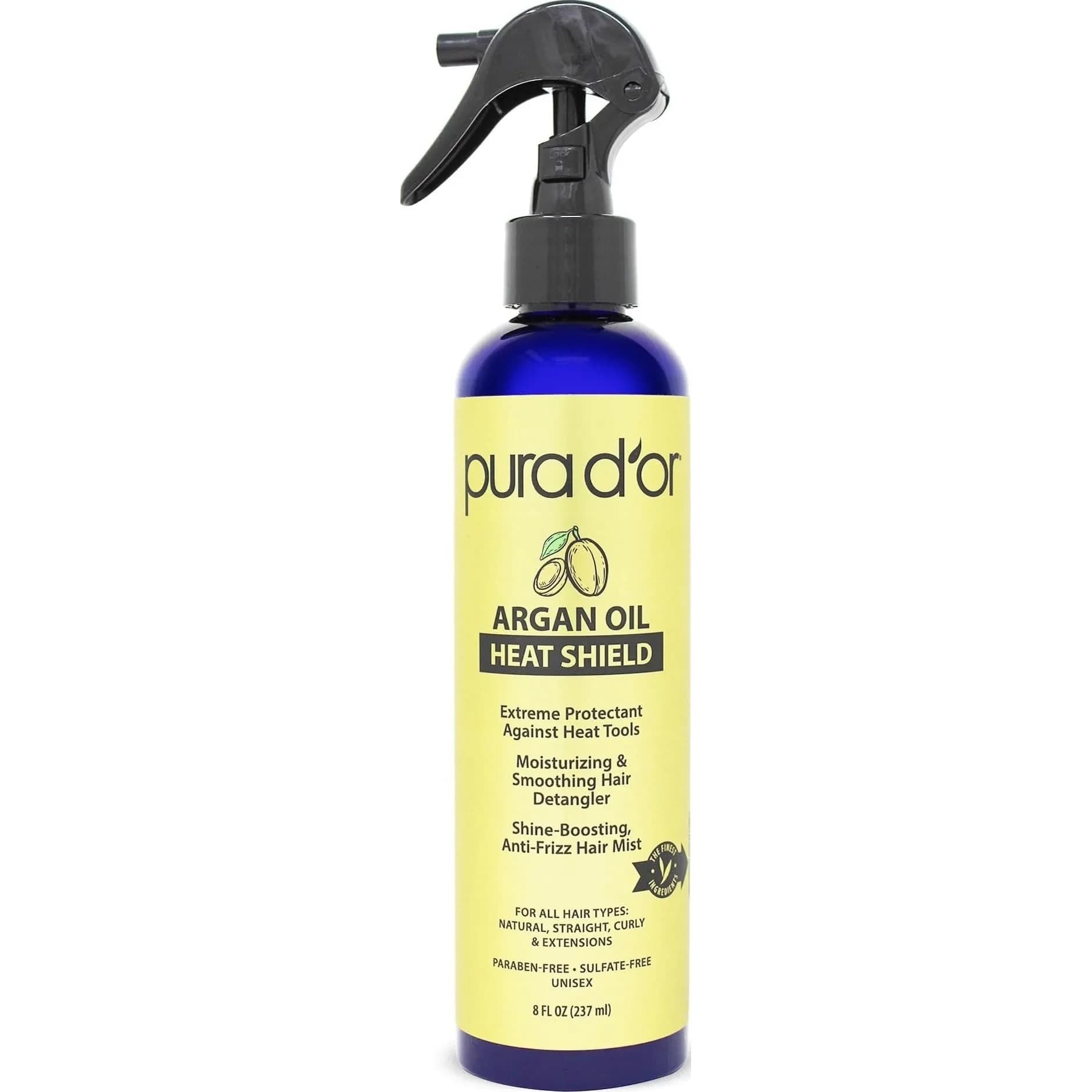 PURA D'OR Argan Oil Heat Shield Protectant Spray 237ml (8 Fl Oz) | Protects Up To 450º F From Heat Styling thumbnail 1