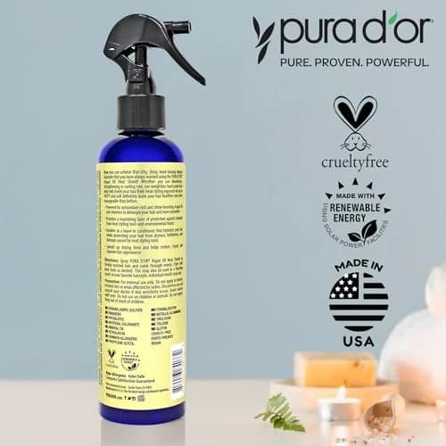 PURA D'OR Argan Oil Heat Shield Protectant Spray 237ml (8 Fl Oz) | Protects Up To 450º F From Heat Styling thumbnail 4
