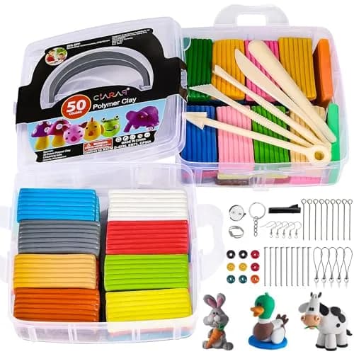CiaraQ 50-Color Polymer Clay Oven Bake Modeling Kit for Kids & Beginners | Non-Toxic, Reusable, Easy to Shape thumbnail 2