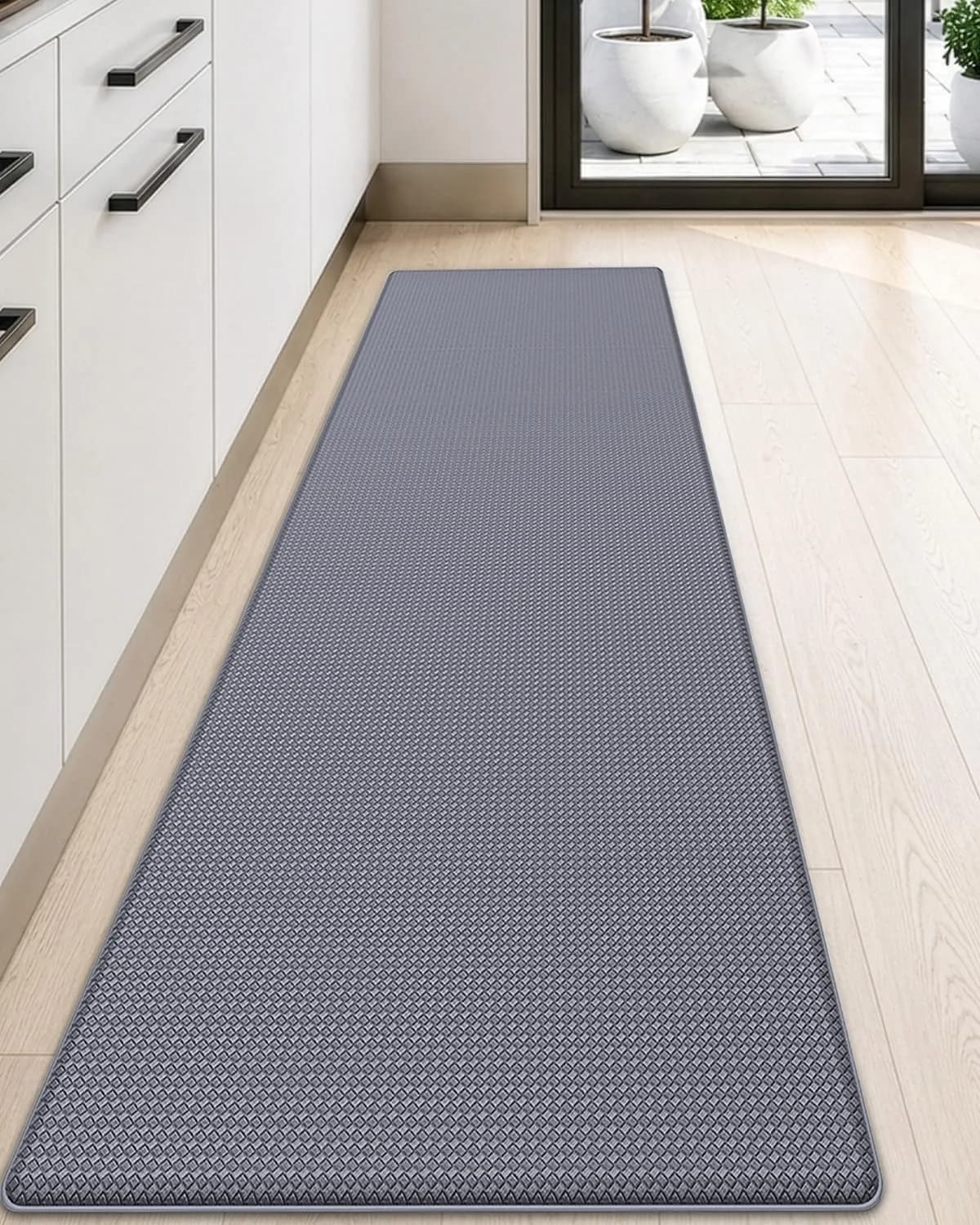 DEXI Anti-Fatigue Kitchen Floor Mat Runner 43cm x 150cm (17"x59") | Cushioned Comfort for Standing Work — Grey