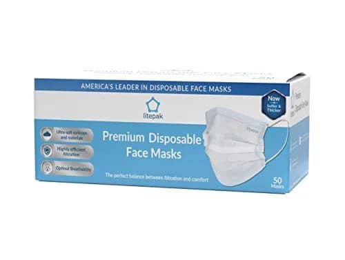 Litepak 500pcs Disposable Face Mask 3 Ply White | Soft Comfort & Nose Wire thumbnail 4