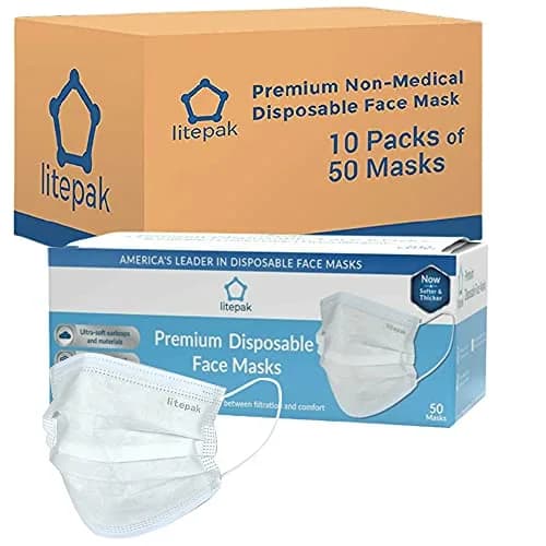 Litepak 500pcs Disposable Face Mask 3 Ply White | Soft Comfort & Nose Wire thumbnail 5