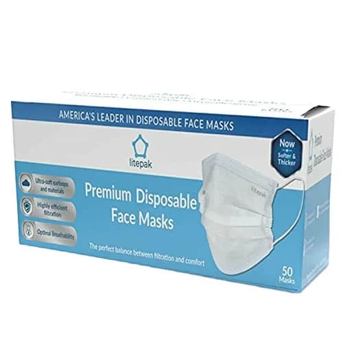 Litepak 500pcs Disposable Face Mask 3 Ply White | Soft Comfort & Nose Wire thumbnail 3