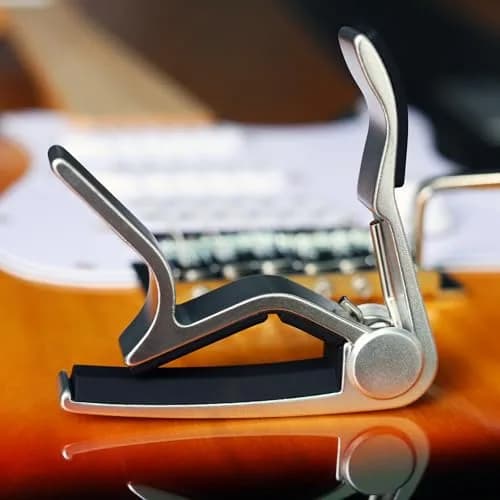 WINGO Silver Guitar Capo for Acoustic & Electric Guitars | Quick-Release, No Buzz, 6-String Steel Acoustic/Electric thumbnail 4