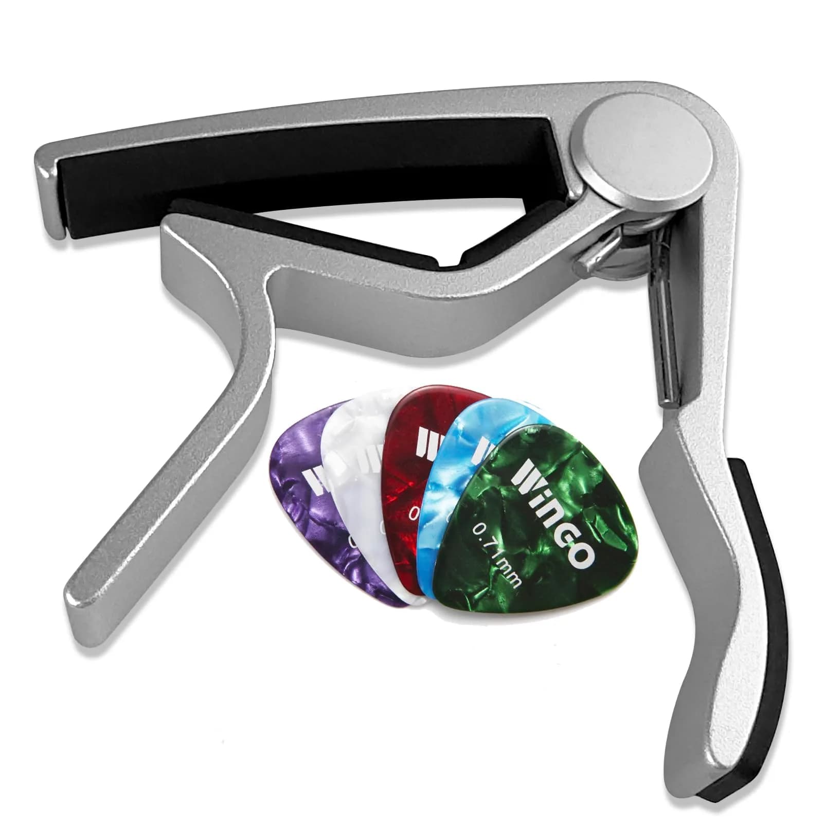 WINGO Silver Guitar Capo for Acoustic & Electric Guitars | Quick-Release, No Buzz, 6-String Steel Acoustic/Electric - view 6