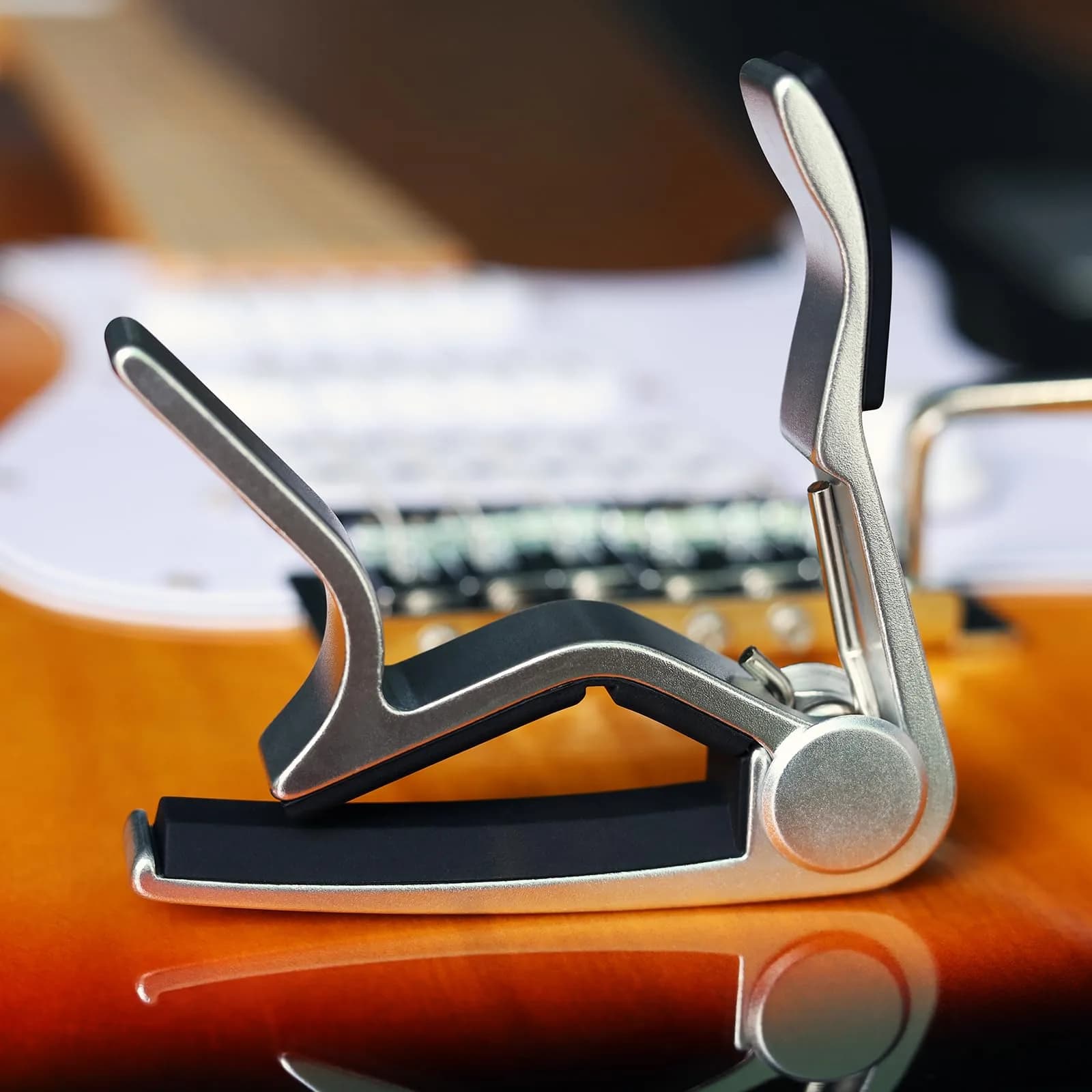 WINGO Silver Guitar Capo for Acoustic & Electric Guitars | Quick-Release, No Buzz, 6-String Steel Acoustic/Electric - view 4
