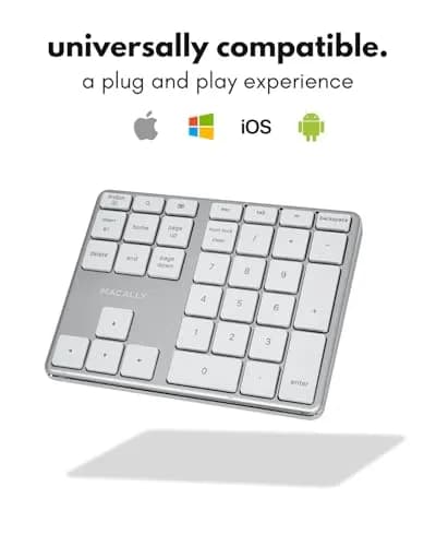 Macally BTNUMKEYPRO Rechargeable Bluetooth Number Pad 11.4cm (4.5") | Slim Aluminum Wireless 35-Key Numpad for Mac, iPad, Windows thumbnail 3