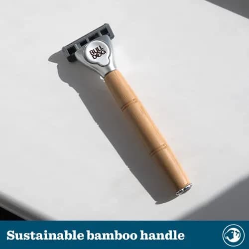 Bulldog Skincare - Sensitive Bamboo Razor 1 Count | Eco-Friendly Handle & 5 Steel Blades thumbnail 5
