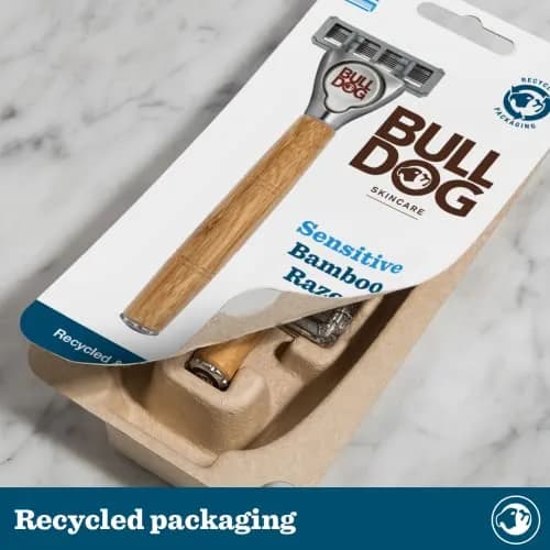 Bulldog Skincare - Sensitive Bamboo Razor 1 Count | Eco-Friendly Handle & 5 Steel Blades thumbnail 3