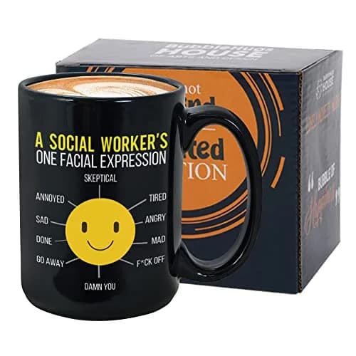 Bubble Hugs Black 15oz Ceramic Coffee Mug | Funny Social Worker Gift thumbnail 1