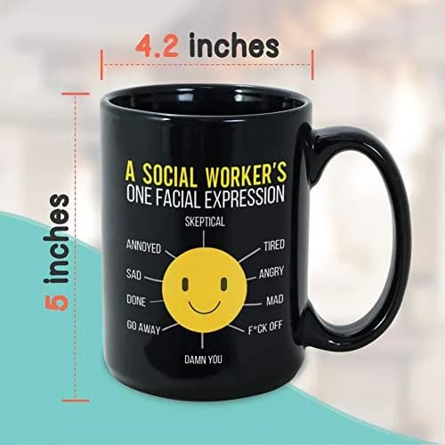 Bubble Hugs Black 15oz Ceramic Coffee Mug | Funny Social Worker Gift thumbnail 4