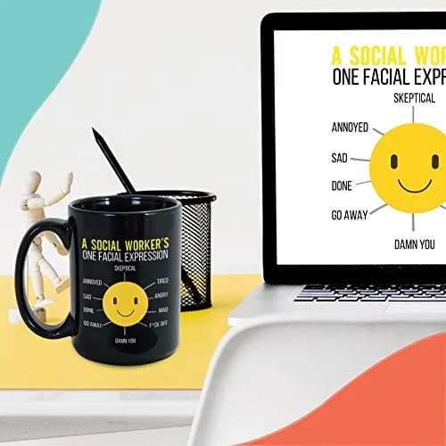 Bubble Hugs Black 15oz Ceramic Coffee Mug | Funny Social Worker Gift thumbnail 6