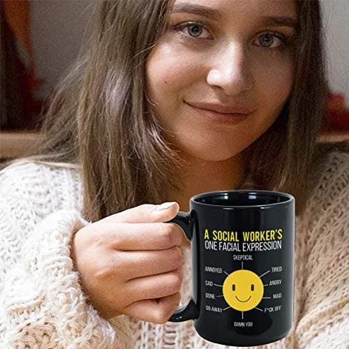 Bubble Hugs Black 15oz Ceramic Coffee Mug | Funny Social Worker Gift thumbnail 7